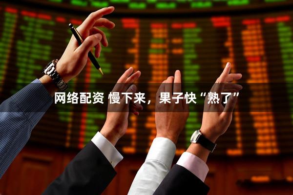 网络配资 慢下来，果子快“熟了”