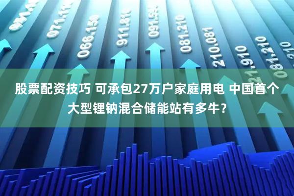股票配资技巧 可承包27万户家庭用电 中国首个大型锂钠混合储能站有多牛？